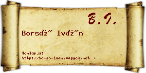 Borsó Iván névjegykártya